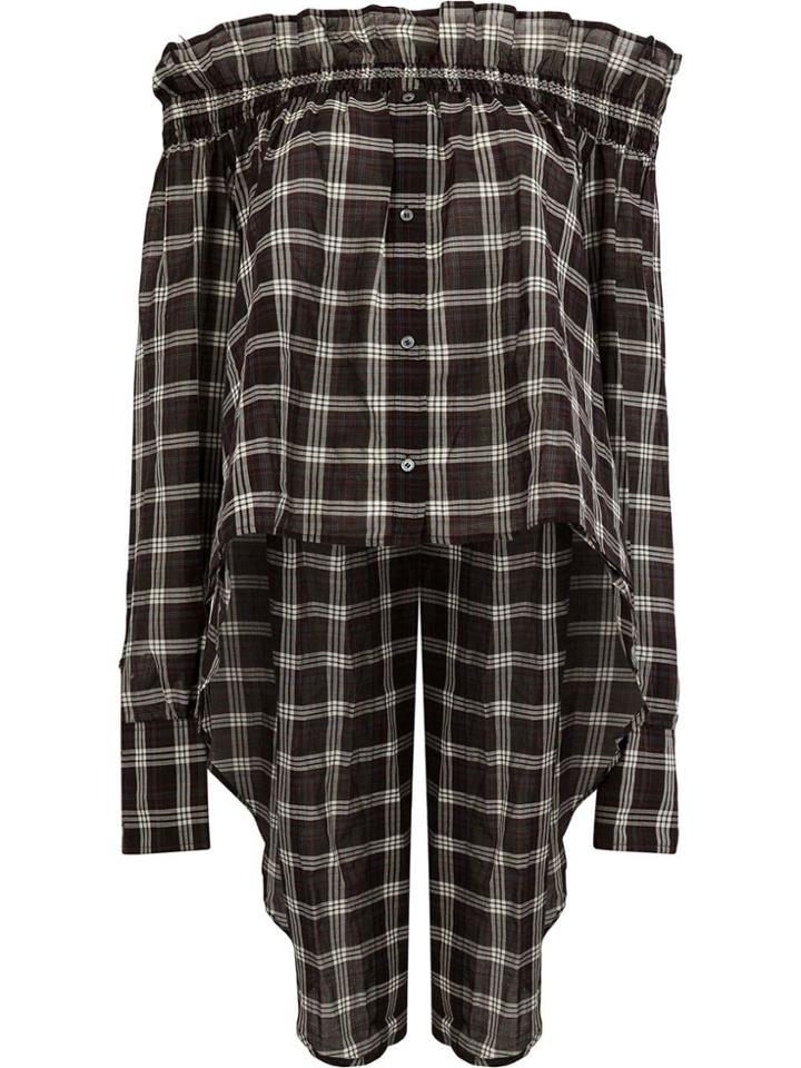 Faith Connexion Asymmetric Plaid Top - Black