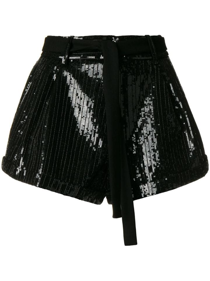 Saint Laurent Sequined Embroidered Shorts - Black