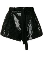 Saint Laurent Sequined Embroidered Shorts - Black