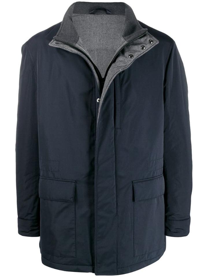 Brioni Concealed Fastened Coat - Blue
