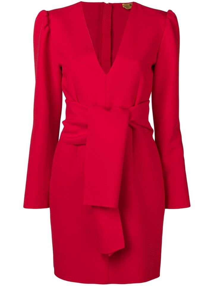Msgm V-neck Crepe Dress - Red