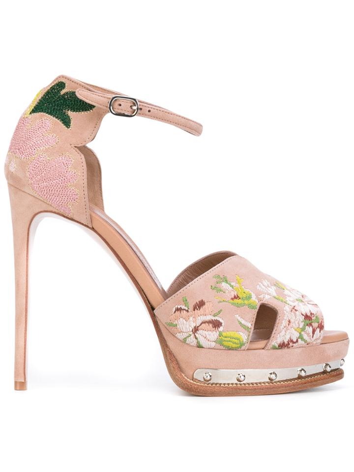 Alexander Mcqueen Hobnail Platform Sandals - Pink & Purple