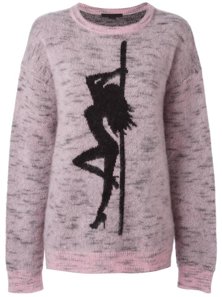 Alexander Wang Oversized Jaquard Girl Jumper, Size: Small, Pink/purple, Acrylic/nylon/mohair/wool