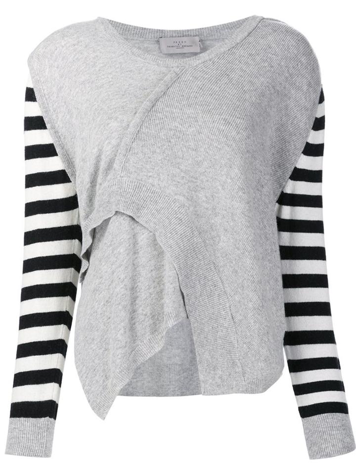 Preen By Thornton Bregazzi Striped Sleeve Jumper, Women's, Size: Small, Grey, Polyamide/viscose/cashmere/virgin Wool