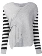 Preen By Thornton Bregazzi Striped Sleeve Jumper, Women's, Size: Small, Grey, Polyamide/viscose/cashmere/virgin Wool