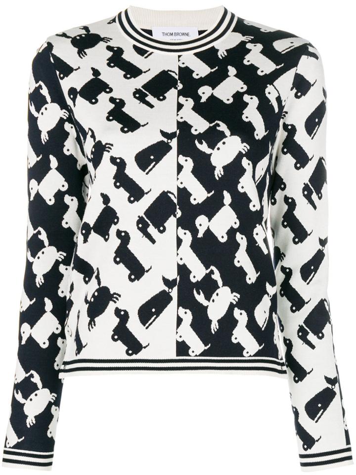 Thom Browne Toy Icon Contrast Sweater - White