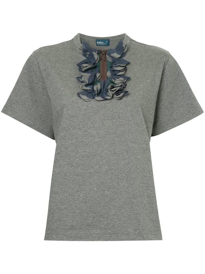 Kolor Ruffle Zip Top - Grey