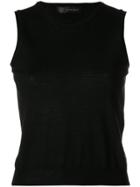 Versace Sleeveless Logo Intarsia Knit - Black