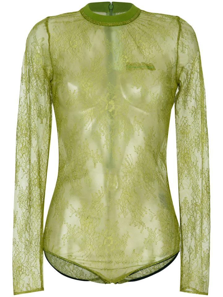 Off-white Lace Bodysuit - Green