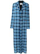 Msgm Long Line Tweed Coat, Women's, Size: 46, Blue, Cotton/polyester