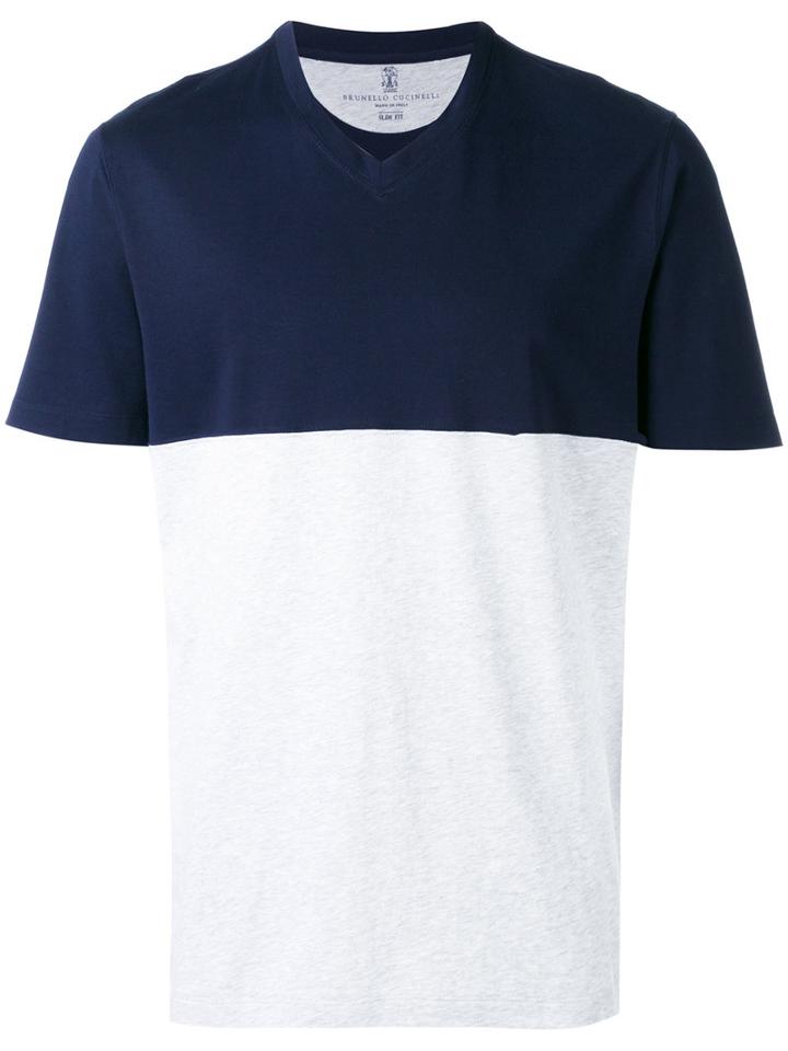 Brunello Cucinelli - Colour Block T-shirt - Men - Cotton - Xl, Blue, Cotton
