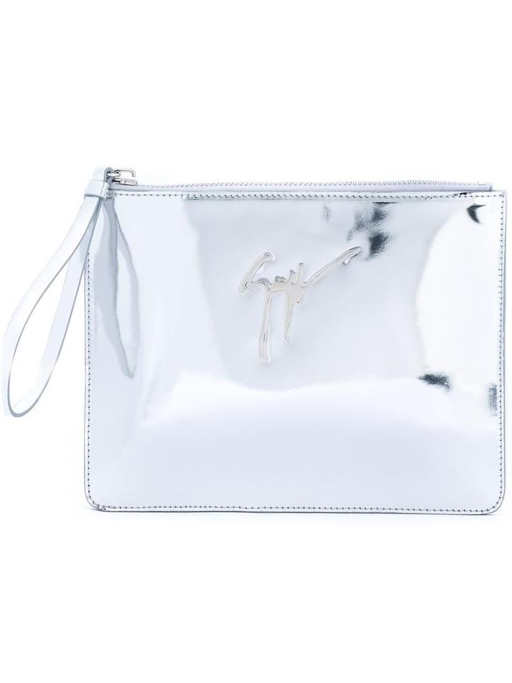 Giuseppe Zanotti Design Metallic (grey) Clutch, Women's, Patent Leather