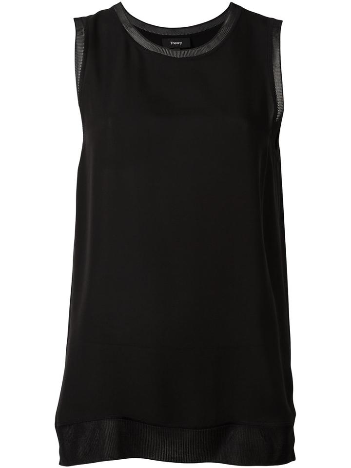 Theory Sleeveless Tank Top, Women's, Size: Xs, Black, Silk/rayon