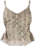 Rokh Snakeskin Print Top - Neutrals