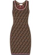 Fendi Ff Logo Knit Dress - Brown