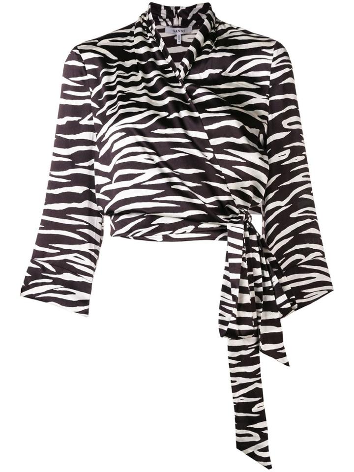Ganni Blakely Wrap Blouse - Brown