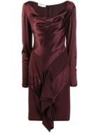 Valentino Vintage Cowl Neck Dress - Red