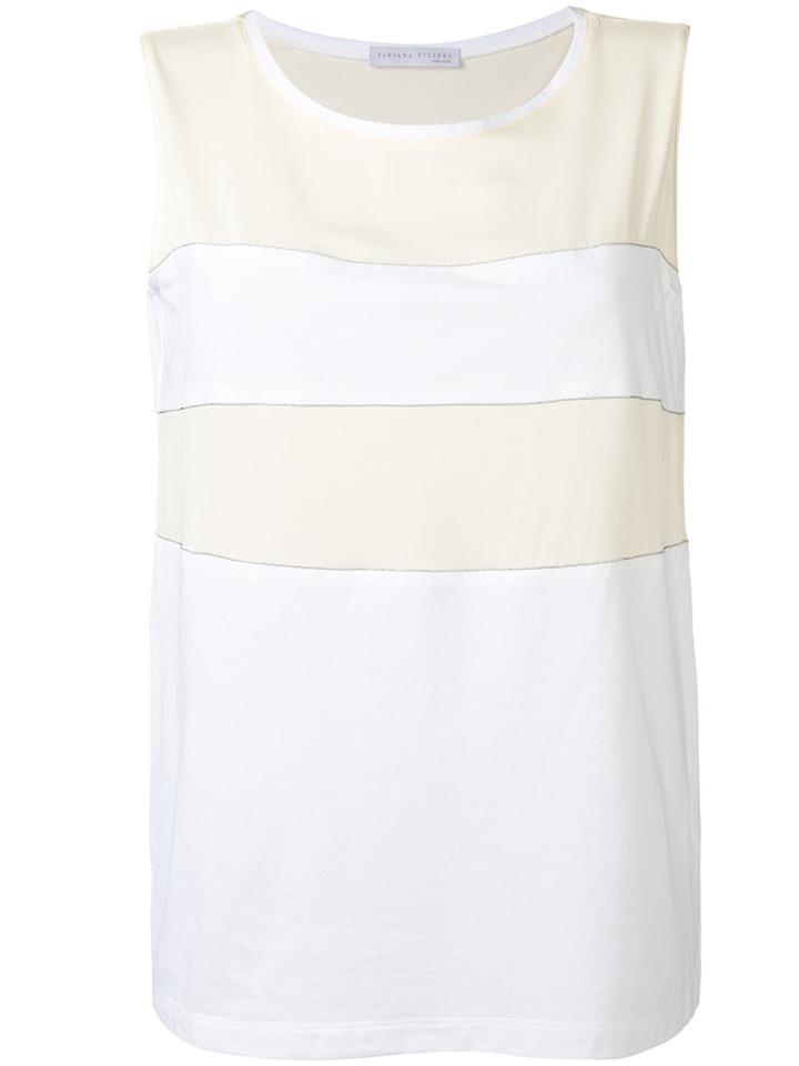 Fabiana Filippi - Striped Tank - Women - Silk/cotton/spandex/elastane - 42, White, Silk/cotton/spandex/elastane