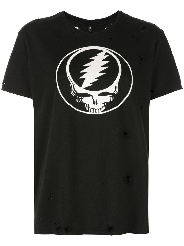 R13 Ripped Detail Graphic T-shirt - Black