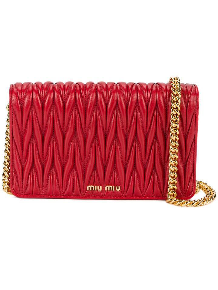 Miu Miu Mini Delice Matelassé Bag, Women's, Red, Leather/brass