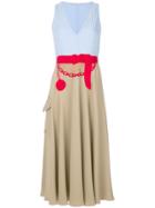 Marco De Vincenzo Embroidered Belt Colour Block Dress - Metallic