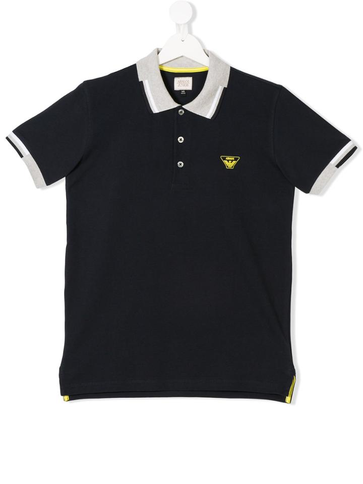 Emporio Armani Kids Teen Contrast-trim Polo Shirt - Blue