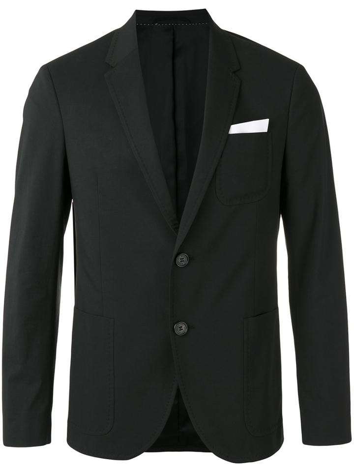 Neil Barrett - Pocket Square Blazer - Men - Cotton/spandex/elastane - 48, Black, Cotton/spandex/elastane