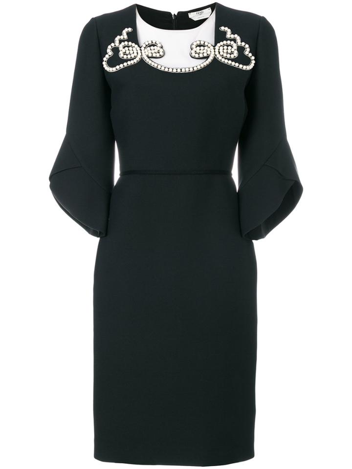Fendi Embellished Pencil Dress - Black