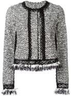 Jonathan Simkhai Ruffle Tweed Jacket, Size: Small, White, Cotton/polyamide/wool/spandex/elastane