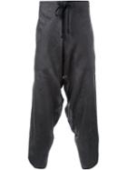 Isabel Benenato Drop-crotch Cropped Trousers, Men's, Size: M, Grey, Linen/flax