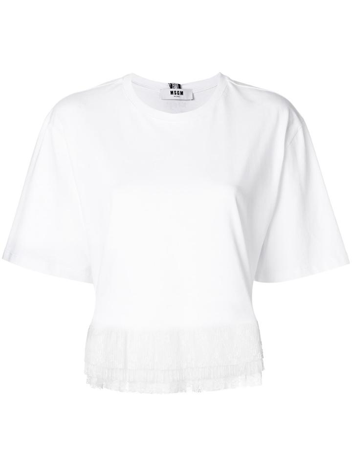 Msgm Lace Hem T-shirt - White