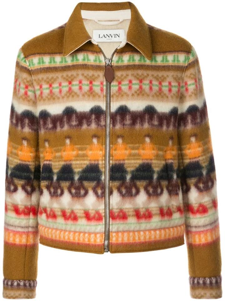 Lanvin Intarsia Zipped Shirt Jacket - Brown