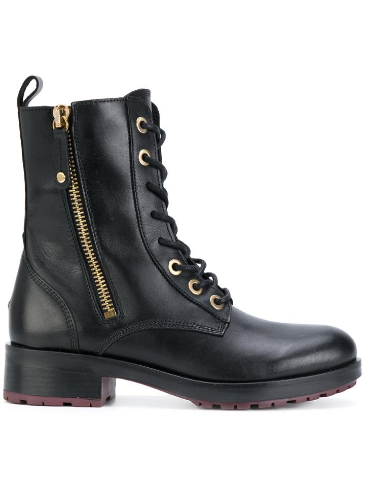 Tommy Hilfiger Zipped Biker Boots - Black