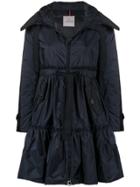 Moncler Hooded Peplum Raincoat - Blue