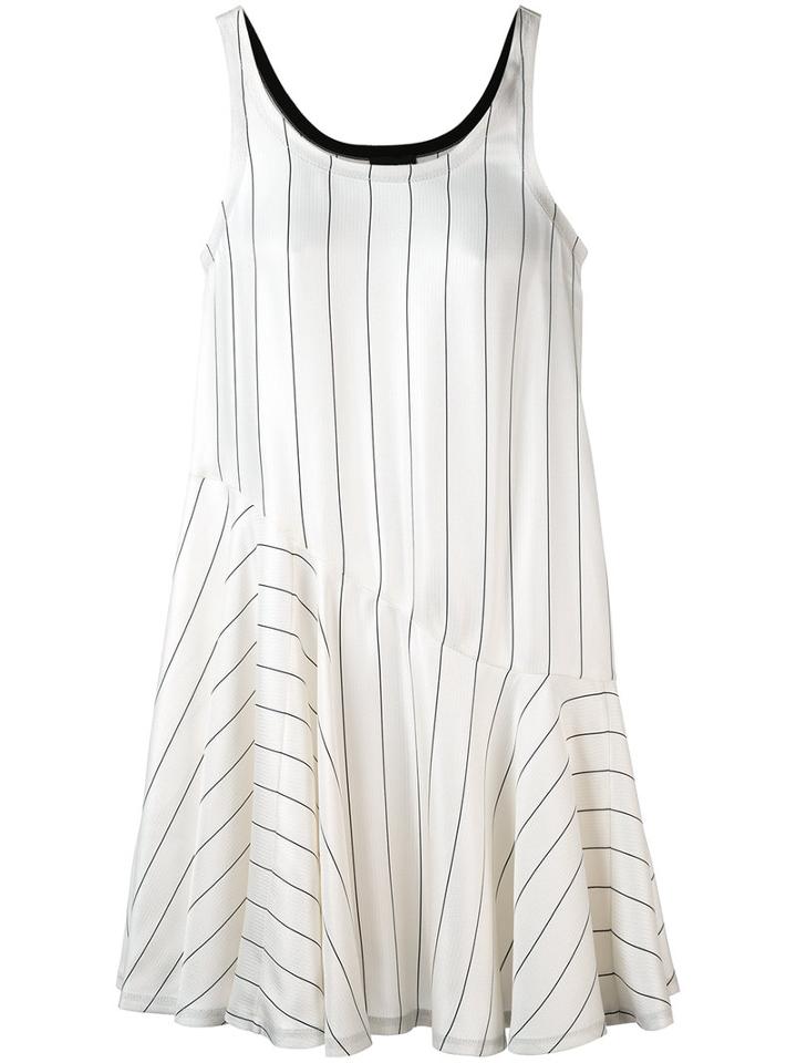 Giorgio Armani - Striped Ruffle Hem Dress - Women - Silk/viscose - 42, White, Silk/viscose