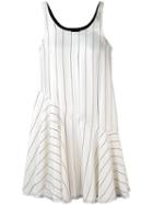 Giorgio Armani - Striped Ruffle Hem Dress - Women - Silk/viscose - 42, White, Silk/viscose
