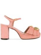 L'autre Chose Folded Detail Sandals - Pink & Purple
