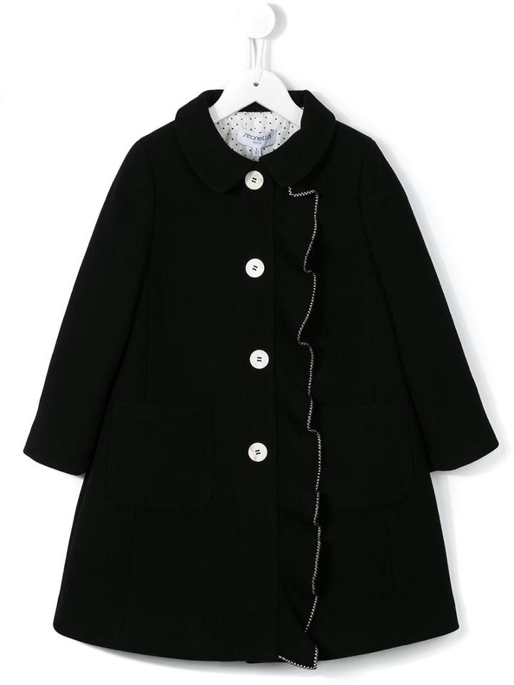 Simonetta Ruffled Coat, Toddler Girl's, Size: 4 Yrs, Black
