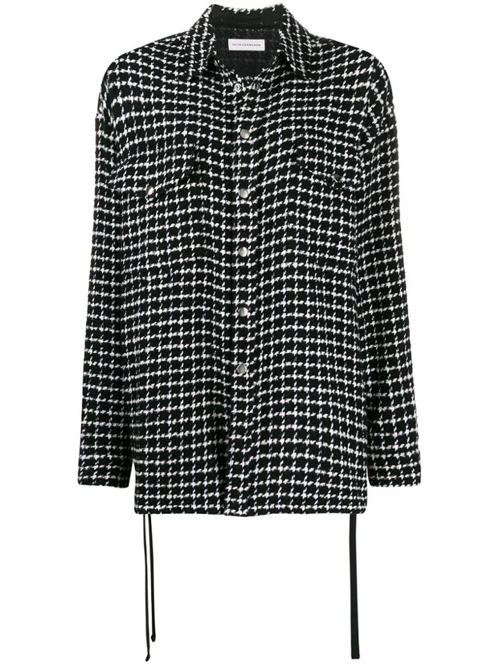 Faith Connexion Houndstooth Knit Shirt Jacket - Black