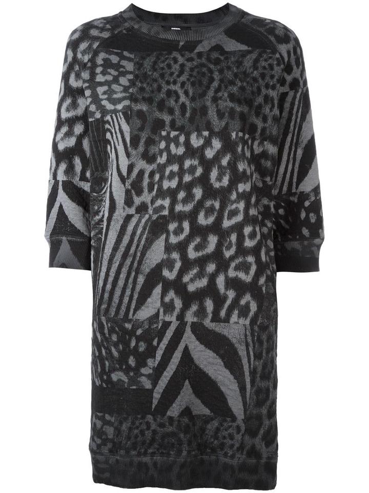 Diesel Animal Print Short Dress, Women's, Size: Xxs, Grey, Cotton/polyester