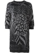 Diesel Animal Print Short Dress, Women's, Size: Xxs, Grey, Cotton/polyester