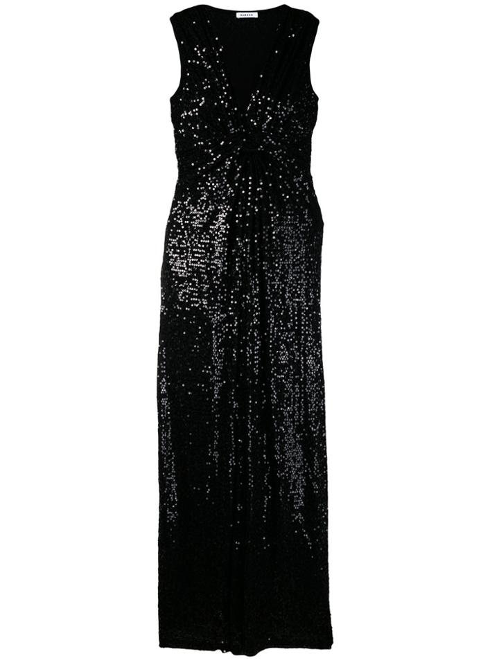 P.a.r.o.s.h. Ruched Sleeveless Sequin Gown - Black