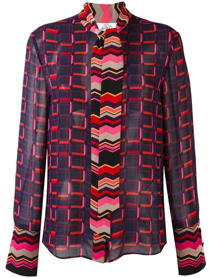 Steve J & Yoni P Printed Blouse, Women's, Size: Medium, Black, Polyester