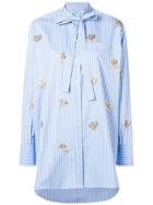 Valentino Embroidered Floral Detail Shirt - Blue