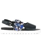 Mother Of Pearl Floral Print Bow Sandals