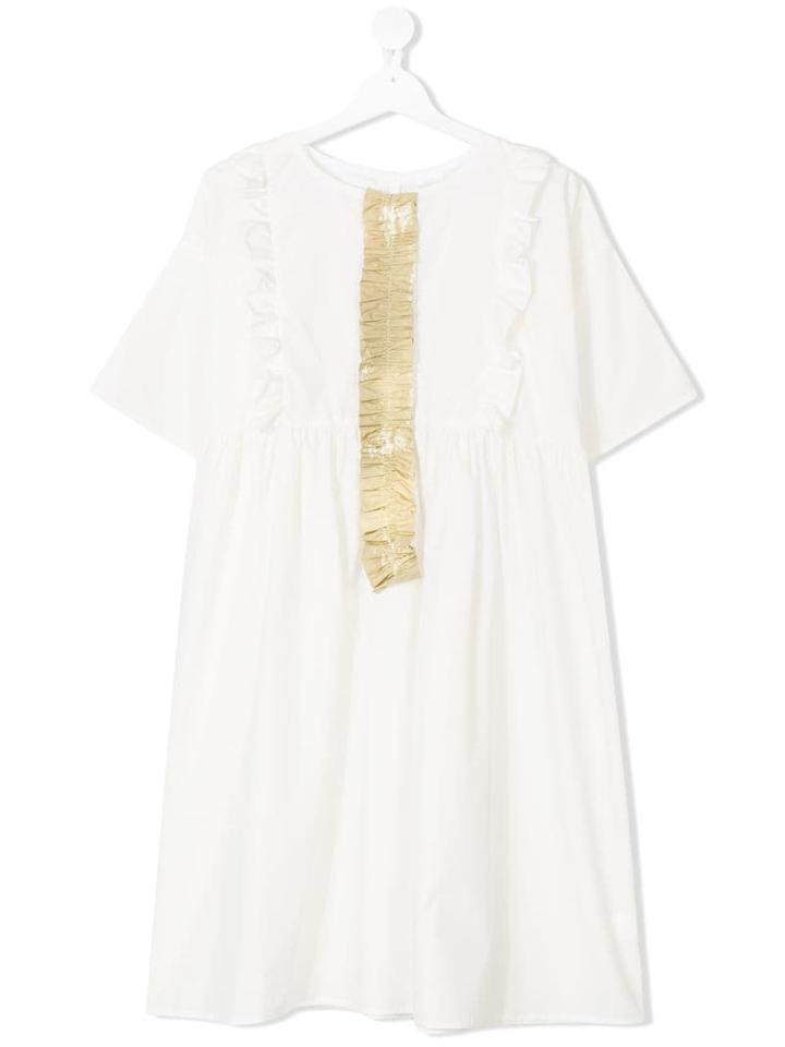 La Bottega Di Giorgia Teen Ruffle-trimmed Gathered Dress - Neutrals