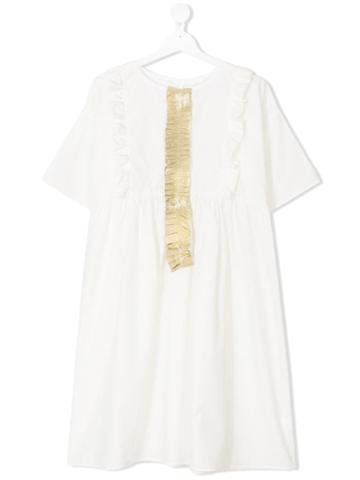La Bottega Di Giorgia Teen Ruffle-trimmed Gathered Dress - Neutrals