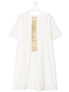 La Bottega Di Giorgia Teen Ruffle-trimmed Gathered Dress - Neutrals