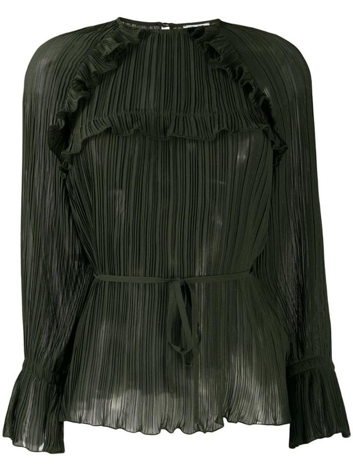 Kenzo Tie Waist Pleated Top - Green