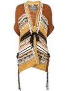 Alberta Ferretti Braided Shortsleeved Cardigan - Brown